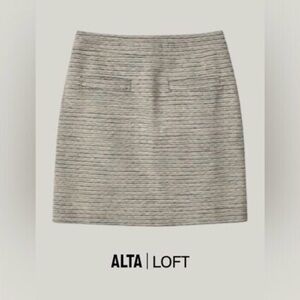 LOFT Cream and Black Striped Pencil Skirt